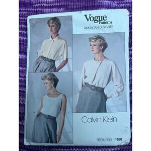 Vogue 1860 blouse top Calvin Klein size 8